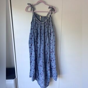 Free people blue/purple floral (denim look) dress